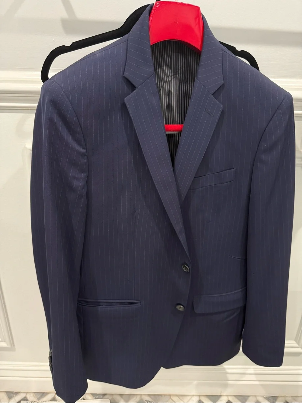 Banana Republic Men's Navy Pinstripe Suit - Excellent Condition